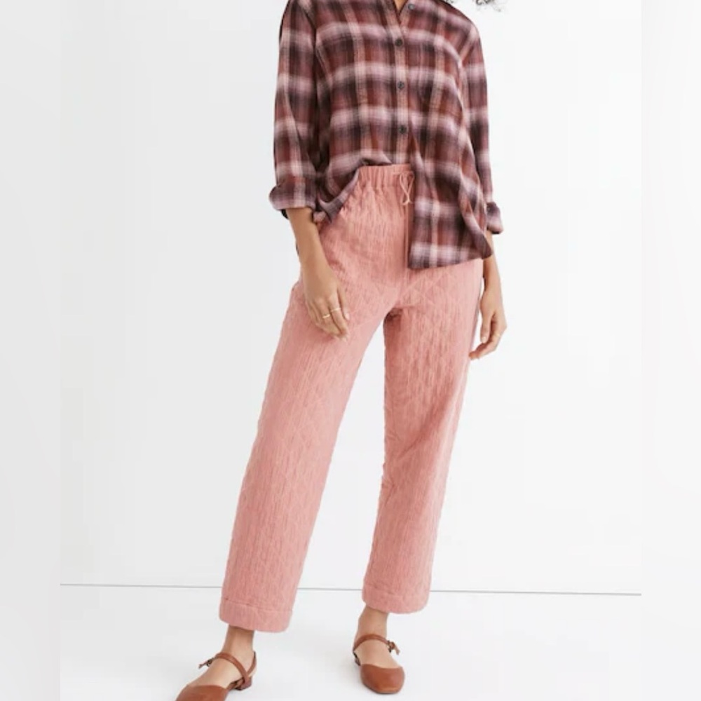 Madewelll Quilted Pull on Drawstring Pants NWT Size S Color Rose Dust